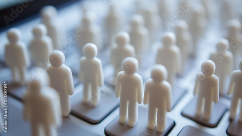 Wallpaper Mural Digital community representation with white figures on keyboard, symbolizing online connections and interactions. This captures essence of virtual networking and collaboration Torontodigital.ca