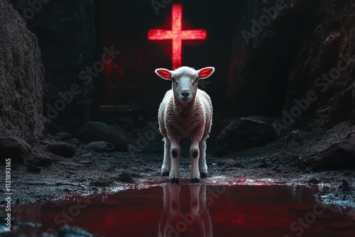 Lamb Sacrifice Redemption Cross Atonement Blood Spiritual Jesus Christ Eucharist Forgiveness Salvation Faith photo