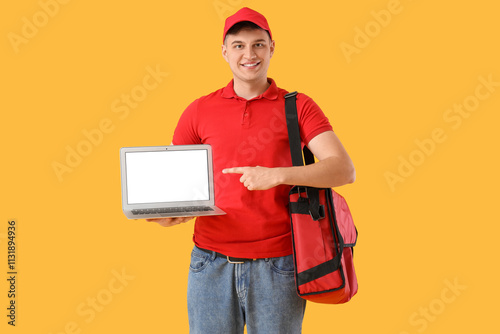 Male courier with food bag ...