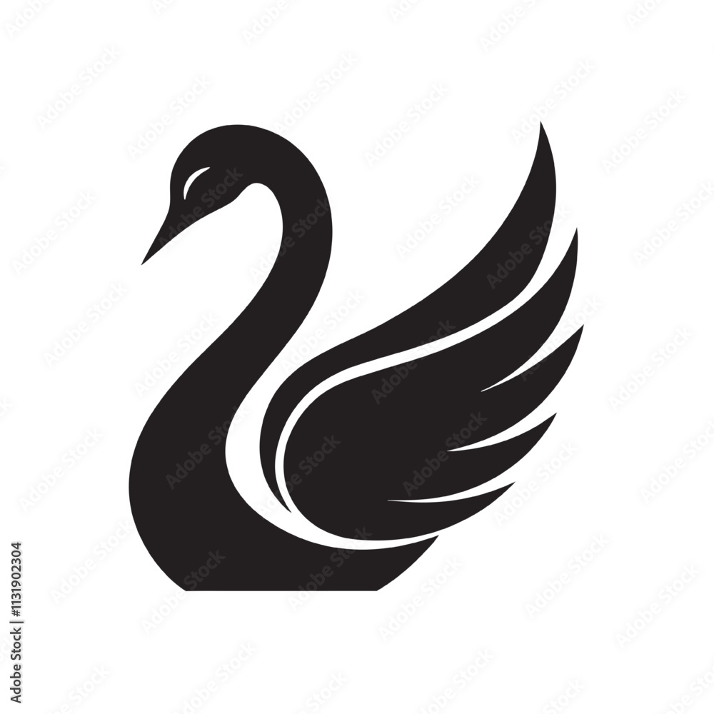 Fototapeta premium Stylized Swan Logo Design with Elegant Features
