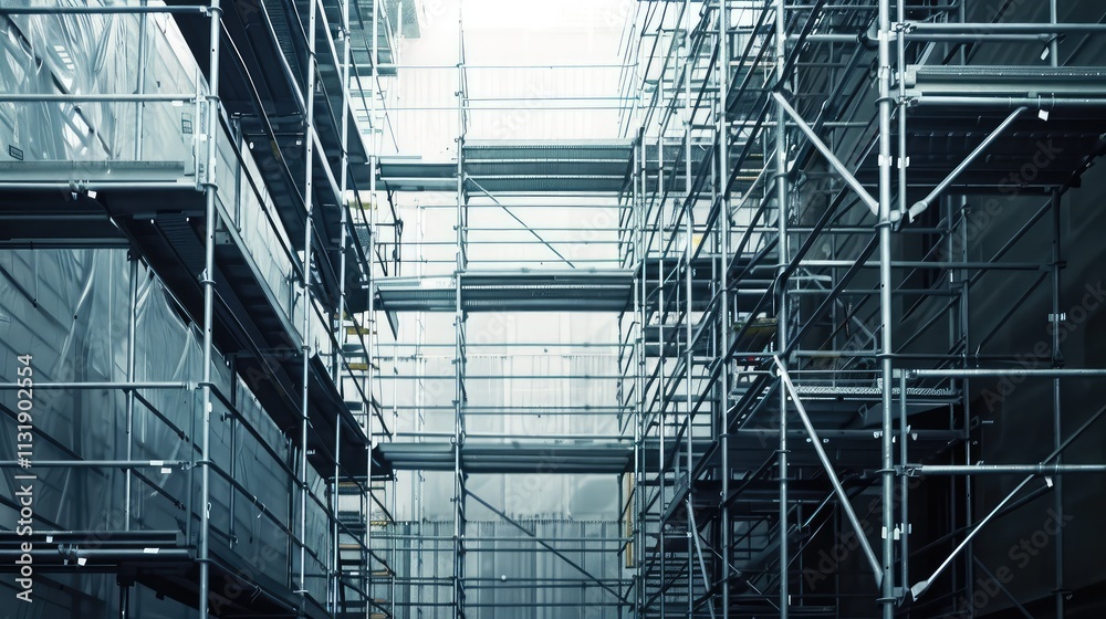 Naklejka premium Intricate Construction Scaffolding Structure