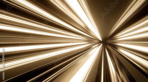 Abstract Golden Light Rays Converging Radially photo