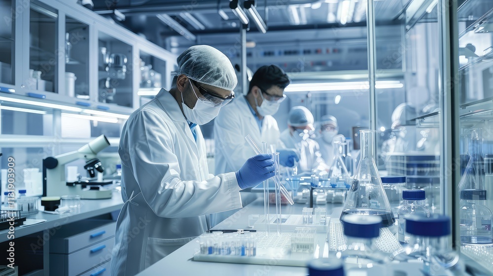 Fototapeta premium Scientists Conducting Experiments in Modern Laboratory