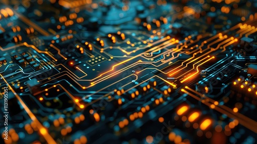 Illuminated Circuit Board in Detail