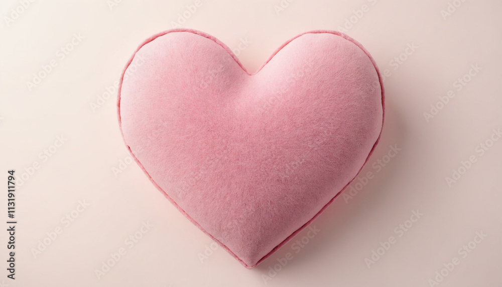 Fototapeta premium Soft pink heart-shaped pillow on a pastel background for decorative purposes