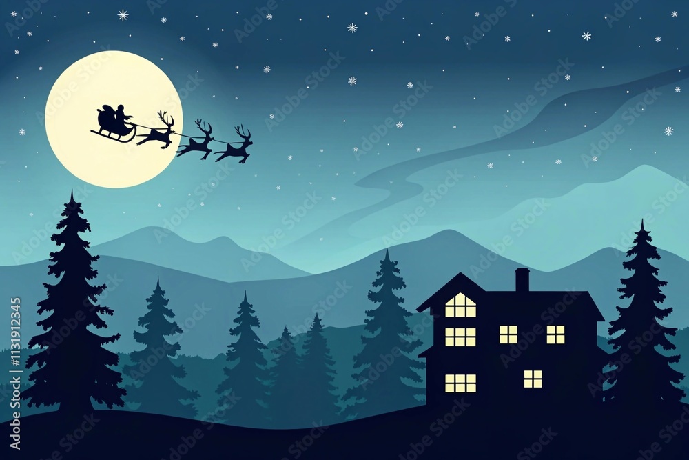 Fototapeta premium Christmas Santa Claus Sleigh