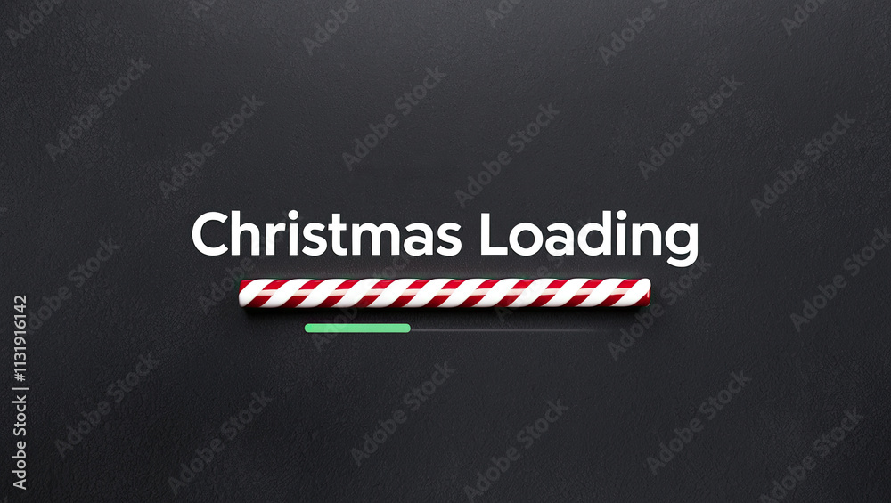 Obraz premium Christmas loading text with stripe candy cane in grey background 