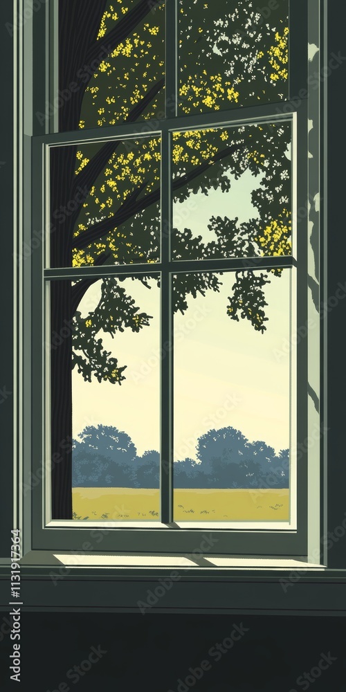 Obraz premium Serene View Through a Window
