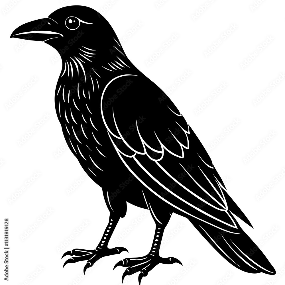 Obraz premium crow silhouette vector illustration on white background