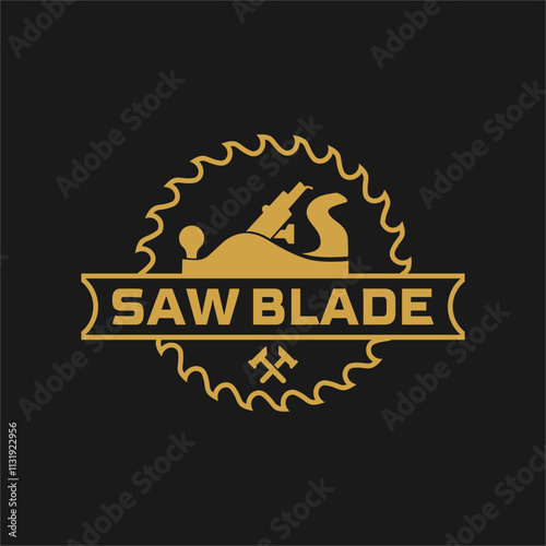 saw blade vector design,carpentry tool logo design,vintage,badge,editable design
