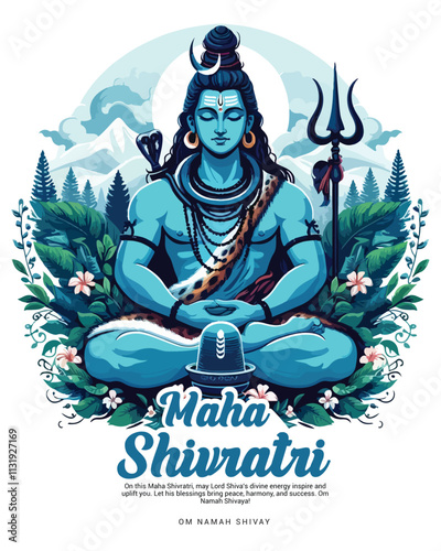 Happy Maha Shivratri Lord Shiva with Har Har Mahadeva Social Media Post template banner
