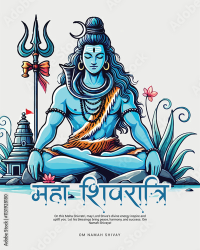 Happy Maha Shivratri Lord Shiva with Har Har Mahadeva Social Media Post template banner
