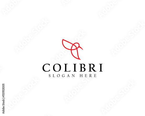 hummingbird colibri bird logo icon line abstract outline mono line vector illustration