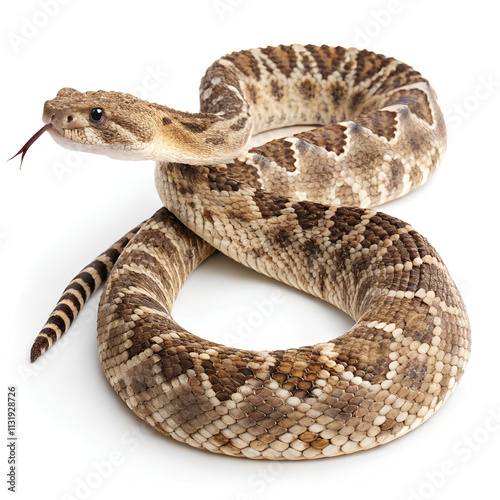 Western diamondback rattle snake on isolated white background, Clipping path