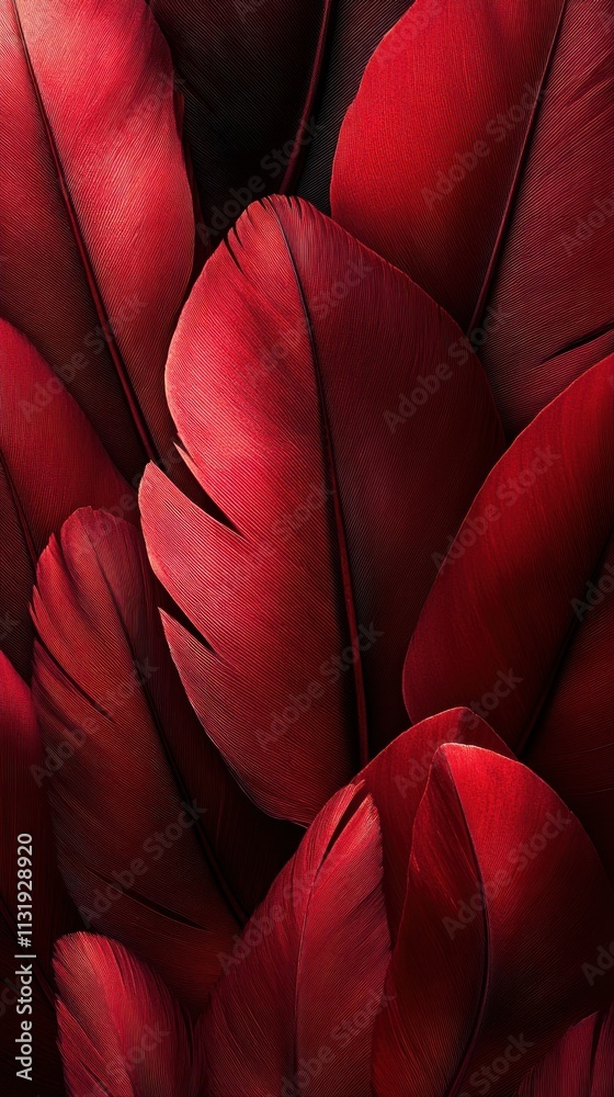 Obraz premium Rich red feathers background texture.
