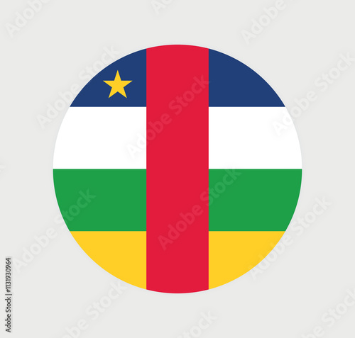 Vector Central African Republic National Flag icon. Round flag of Central African Republic on white Background.
