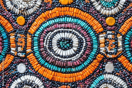 Zulu Inspired Beadwork Mosaic: Colorful Circular Patterns