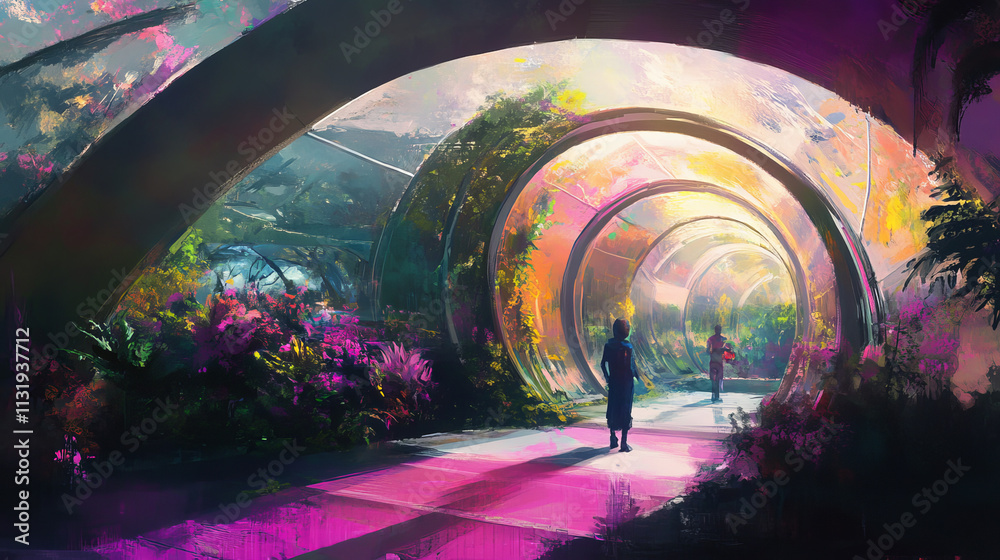 Obraz premium Biodome Habitat: Futuristic Eco-Friendly Garden