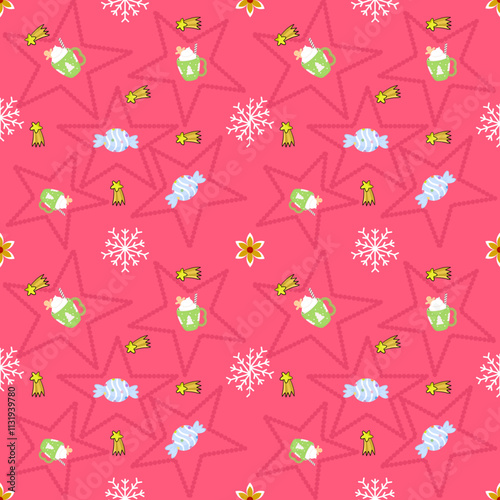 delightful Christmas pixl pattern bursting with festive cheer,Perfect for wrapping paper, cards, or any holiday project.