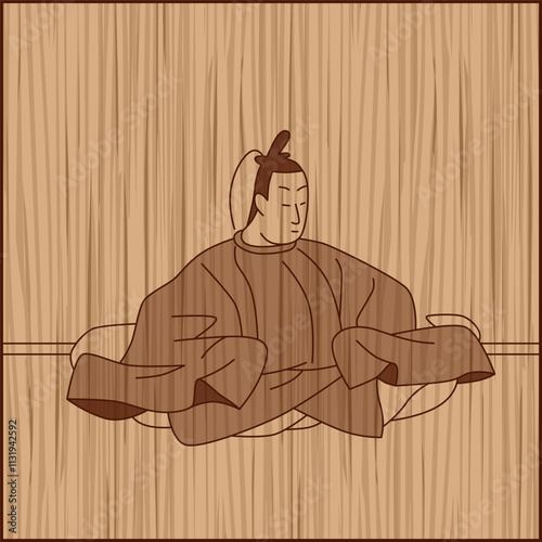 木彫り風正方形百人一首　三条右大臣