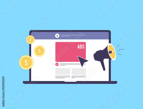 Video marketing on social media. Video advertising, trending icons and engagement counters. Vibrant visuals promoting short-form videos for audience interaction. Isolated on blue vector illustration