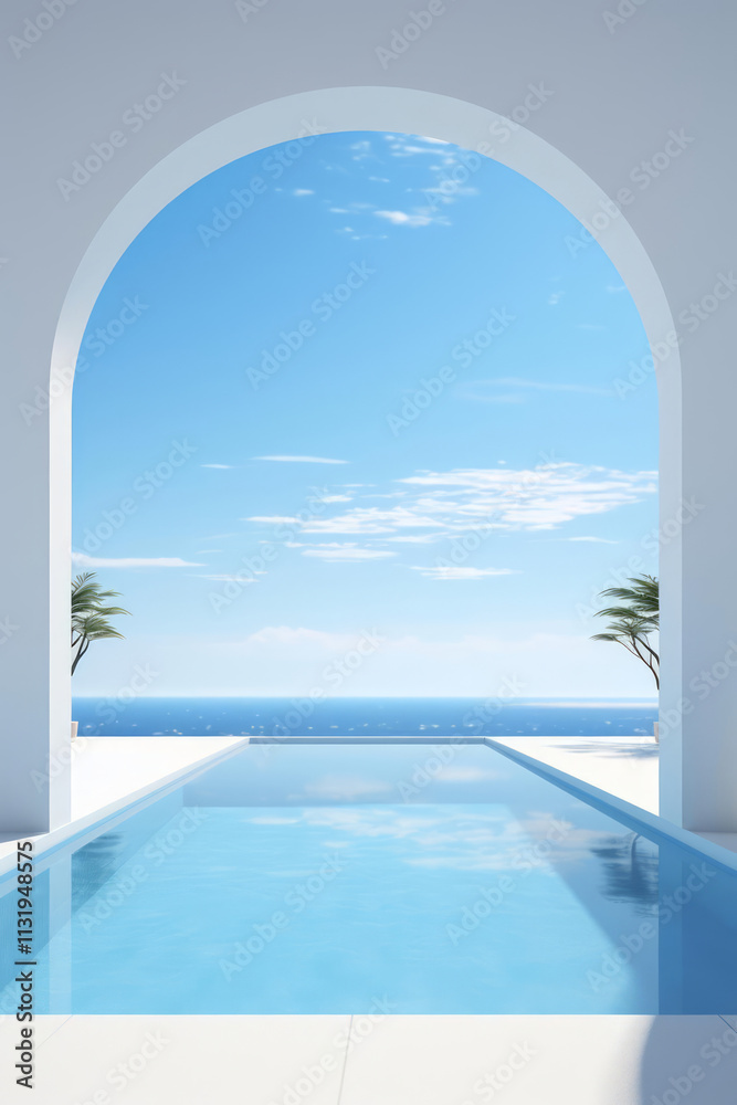 Fototapeta premium Stunning view of pool with ocean and sky backdrop