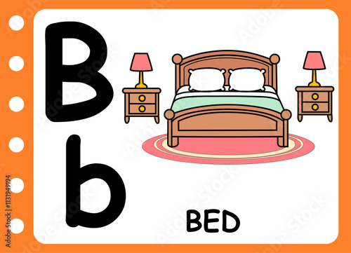 letter b for bed. kids learning game
