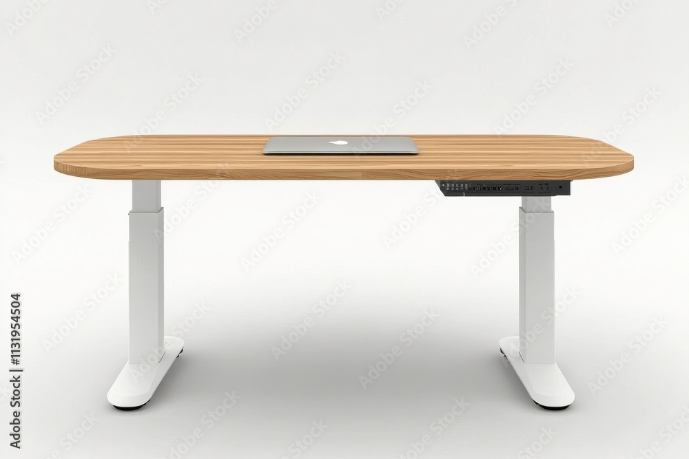 Fototapeta premium Modern Adjustable Office Desk Design on White Background