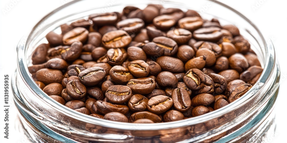 Fototapeta premium A close-up of a premium coffee beans jar, symbolizing expensive coffee brewing.