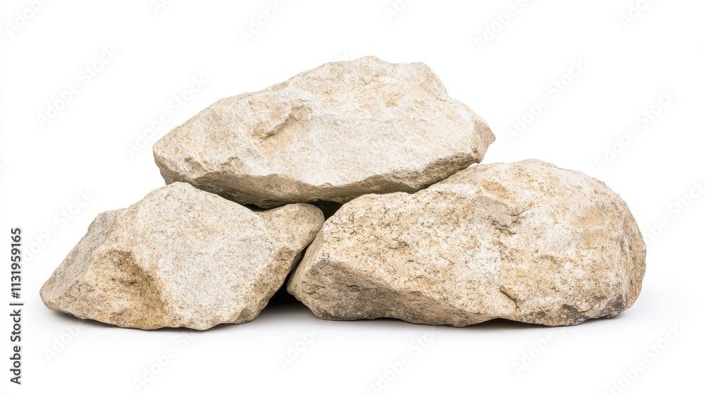 Obraz premium Natural Textured Rocks Piled on White Background for Decoration