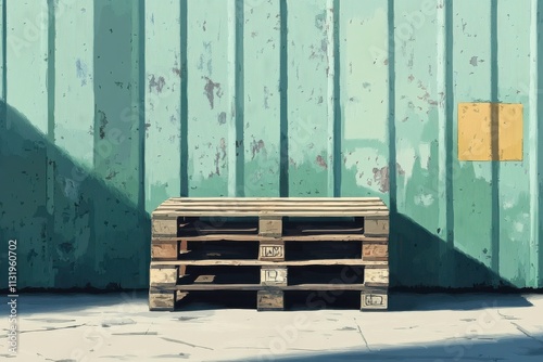 Flat Design of Industrial Pallet with Muted Tones photo