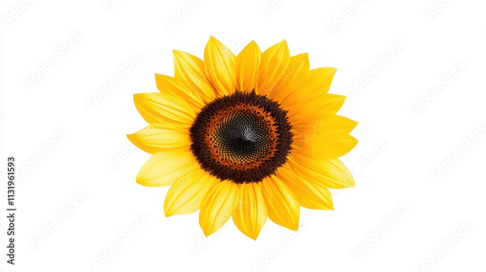 Obraz premium Bright Sunflower Isolated on White Background for Fresh Visuals