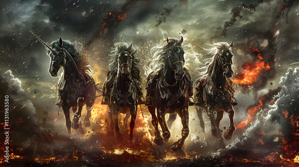 Fototapeta premium An Eerie Journey Through the Eyes of a Bone Rider and His Phantom Cavalry 