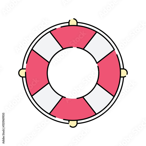 Lifebuoy Icon Illustration with bright color palette in flat design style. Perfect for vacation, travel, and summer themed designs.
