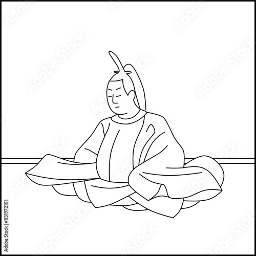 線画正方形百人一首　貞信公