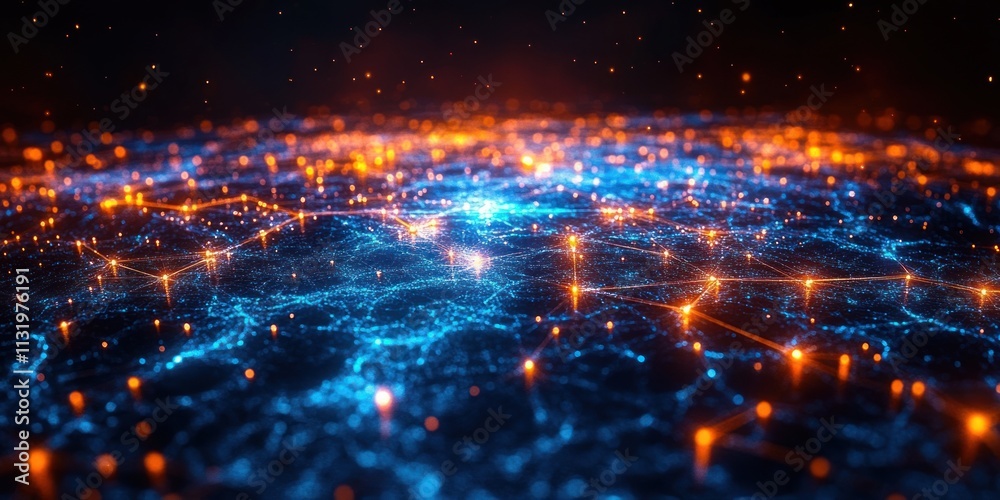 Fototapeta premium Global Network Map Illustration Concept for Data Transfer and Cyber Technology in a Digital Communication Framework