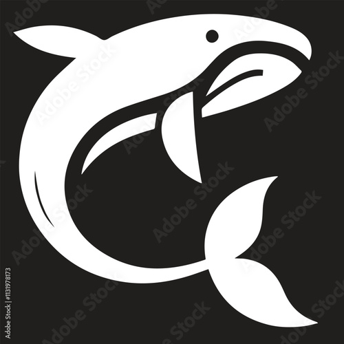 Monochrome logo of a whale in a minimalist and geometric style 4 photo