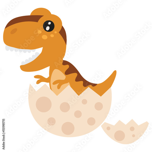 Cute little baby tyrannosaur newly hatched vector cartoon illustration