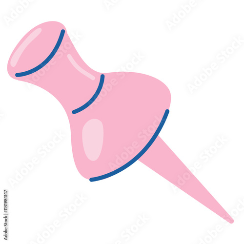 pink push pin flat illustration