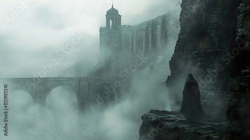 Misty Mountain Bridge and Castle: A Mysterious Journey photo