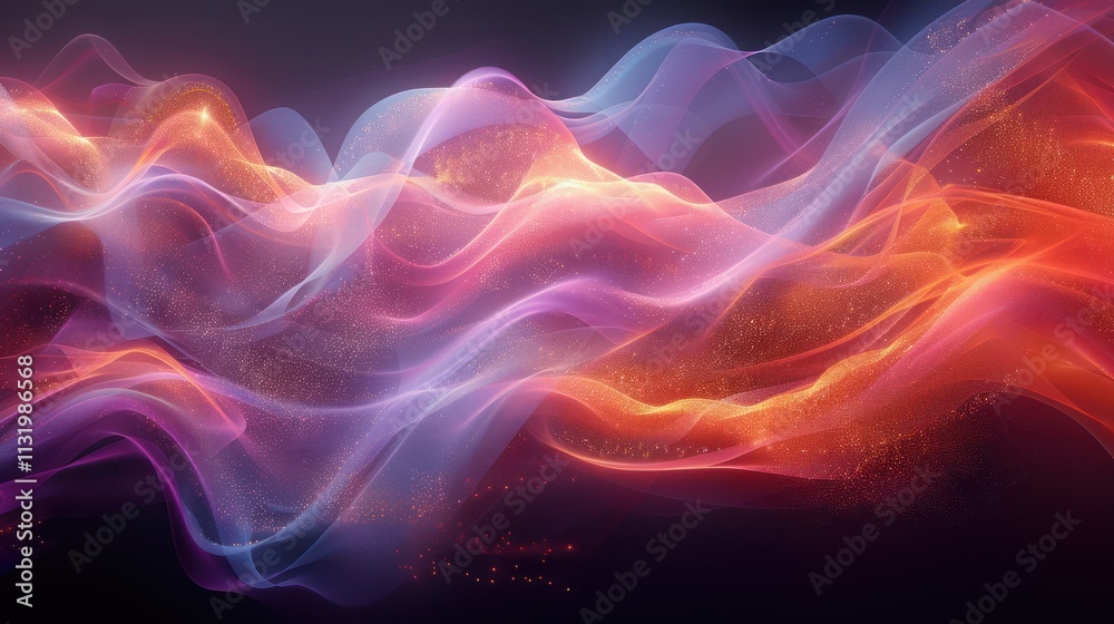 Fototapeta premium Abstract electromagnetic wave pattern, futuristic digital art with bright neon hues