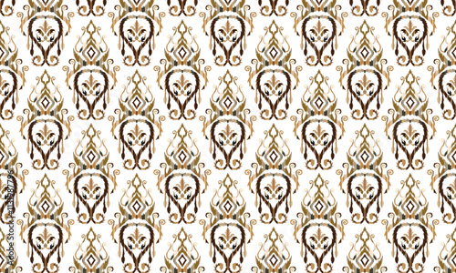 Ethnic motifs pattern for background, carpet, wallpaper, clothing, wrapping, batik, fabric, embroidery style vector illustration.Earth Tones. photo