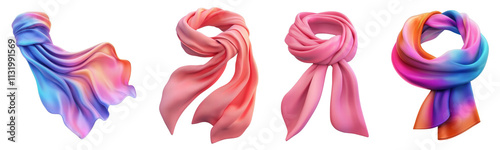 Elegant silk scarves in vibrant gradient colors