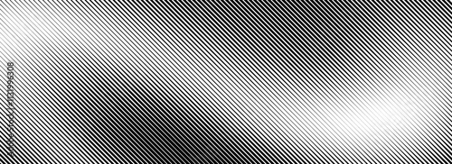 Fading lines gradient texture. Black diagonal stripes gradation background. Thin and thick vanishing slanted pattern backdrop. Oblique parallel strokes wallpaper for overlay, print, cover. Vector