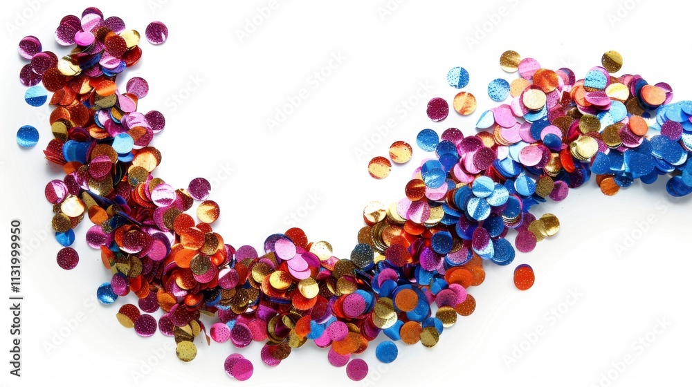 Obraz premium Colorful confetti to bid farewell to the old year Arranged in a semicircle. Isolated on a white background Cheerful and lively