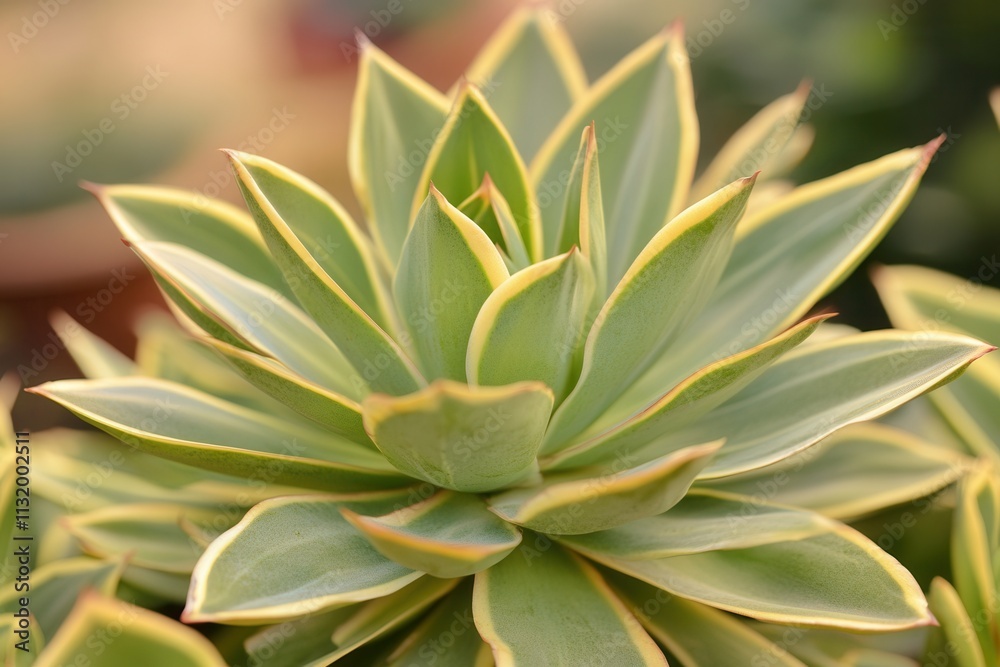 Fototapeta premium Close-up of a succulent plant with green and yellow leaves.