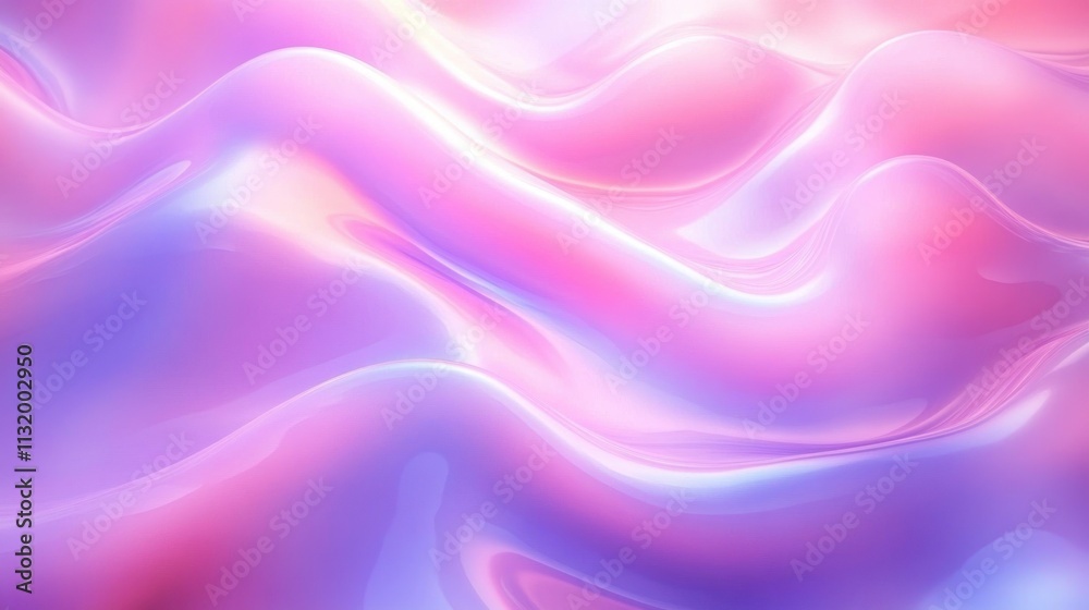 Obraz premium Abstract Background with Glossy Liquid Waves in Pastel Pink and Blue Colors