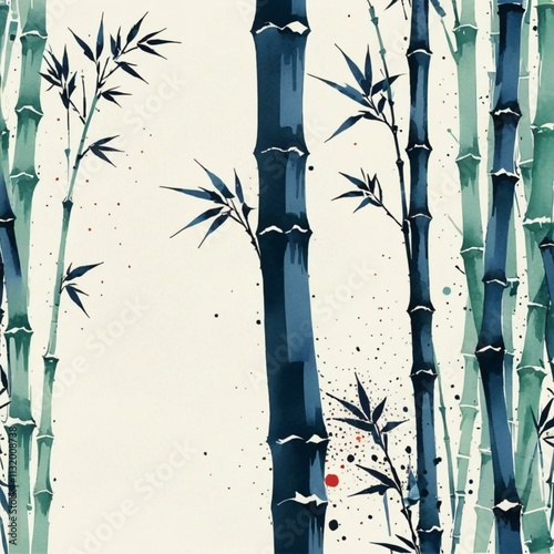 水墨画風の竹です。AI生成画像を利用してます。