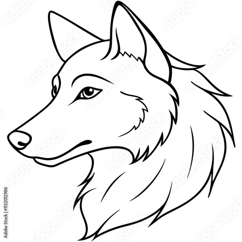 Hand-drawn Wolf Face Line Art Vector Icon.