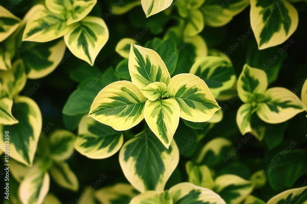 Obraz premium Close-up of vibrant green and yellow leaves.